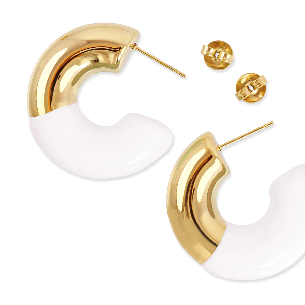 Aros gruesos Essentials detalle esmaltado Blanco Anartxy