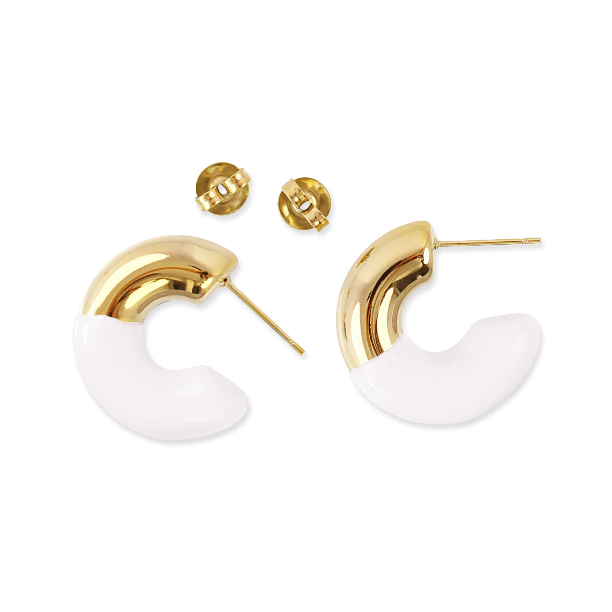Aros gruesos Essentials esmaltado Blanco Anartxy