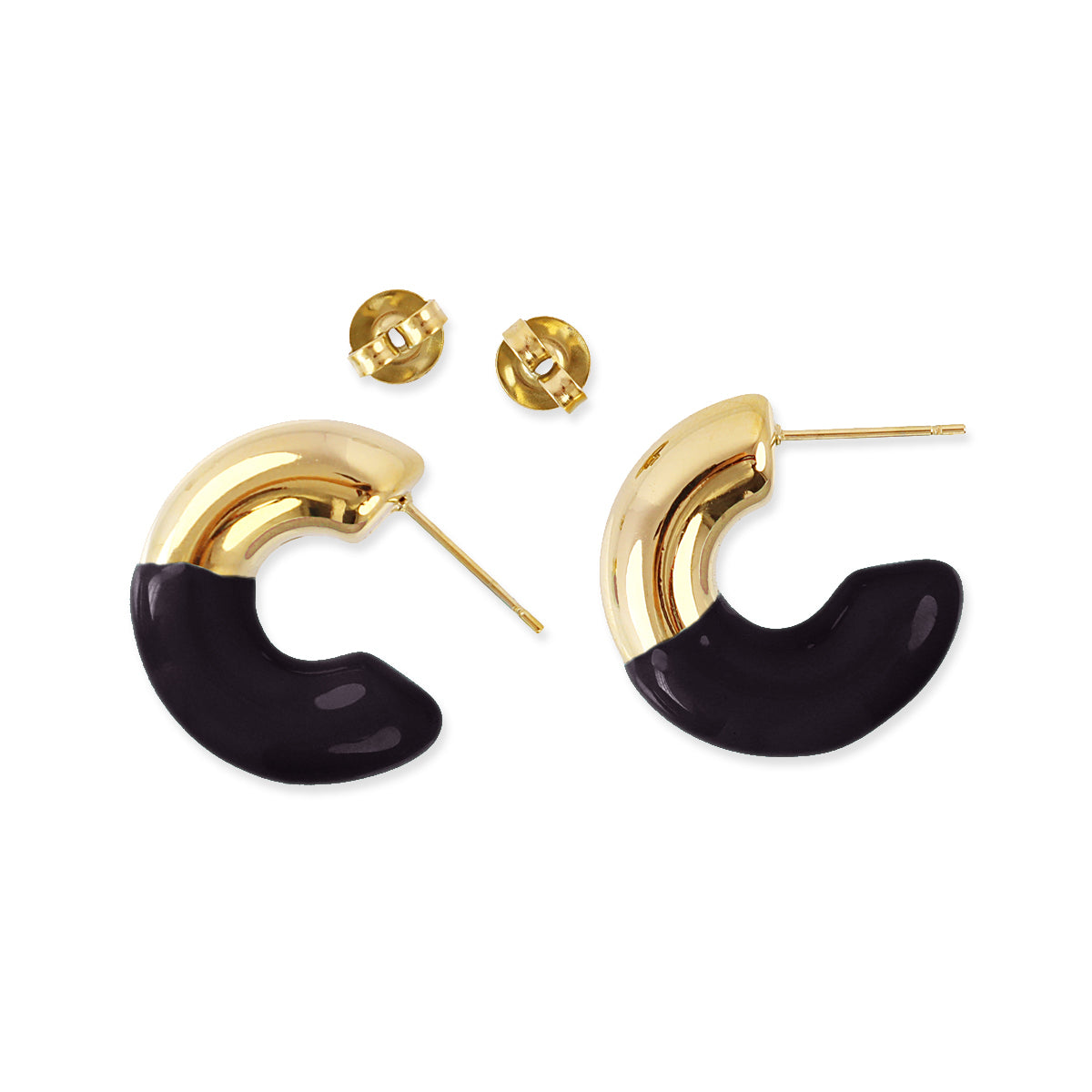 Aros gruesos Essentials esmaltado Negro Anartxy