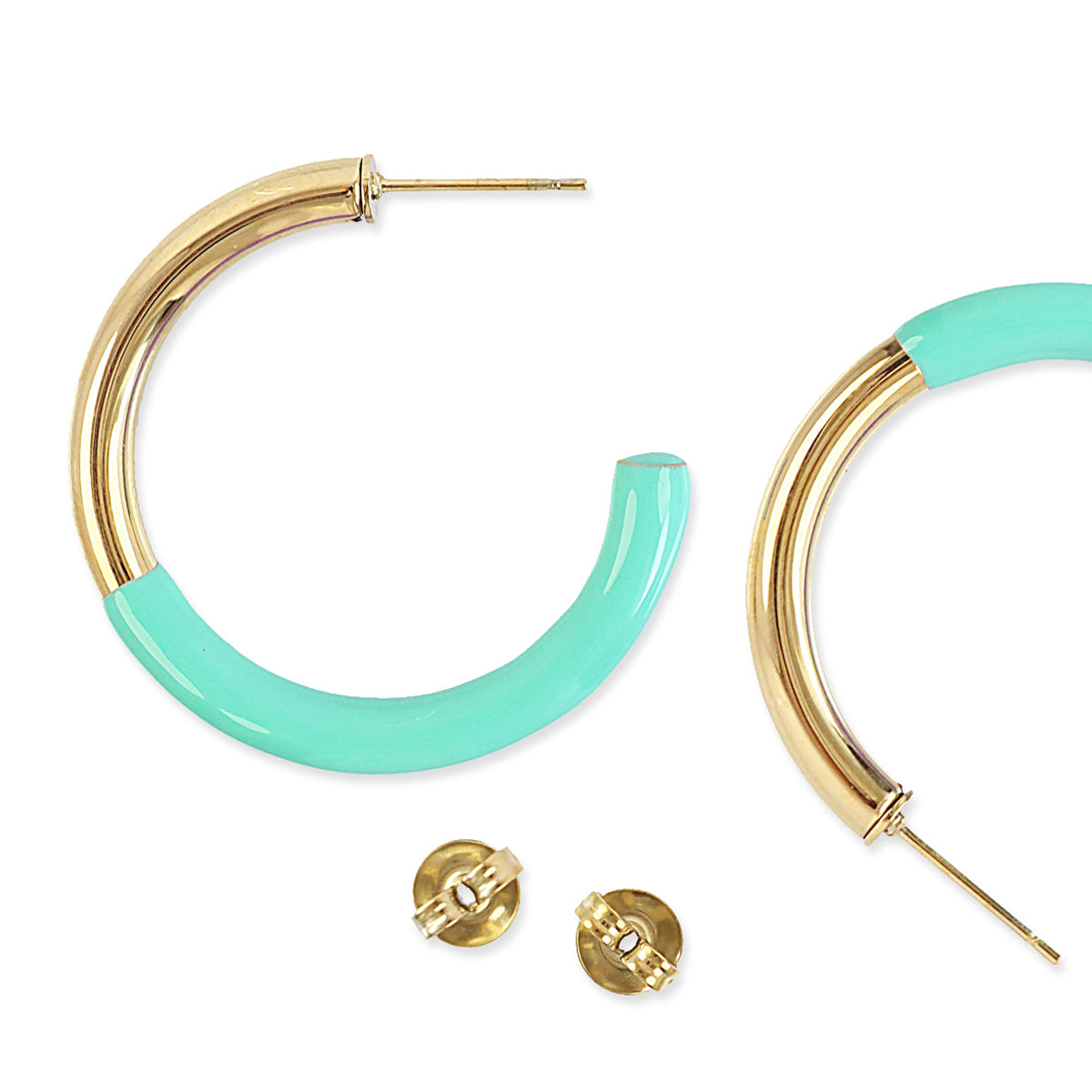 Aros finos Essentials bicolor esmaltado Turquesa Anartxy