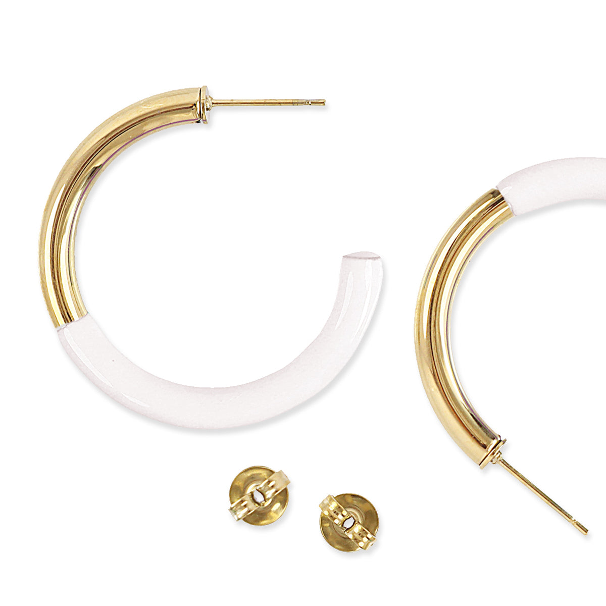 Aros finos Essentials bicolor esmaltado Blanco Anartxy