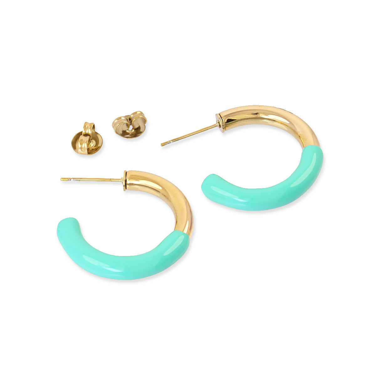 Aros mini Essentials bicolor esmaltado Turquesa Anartxy