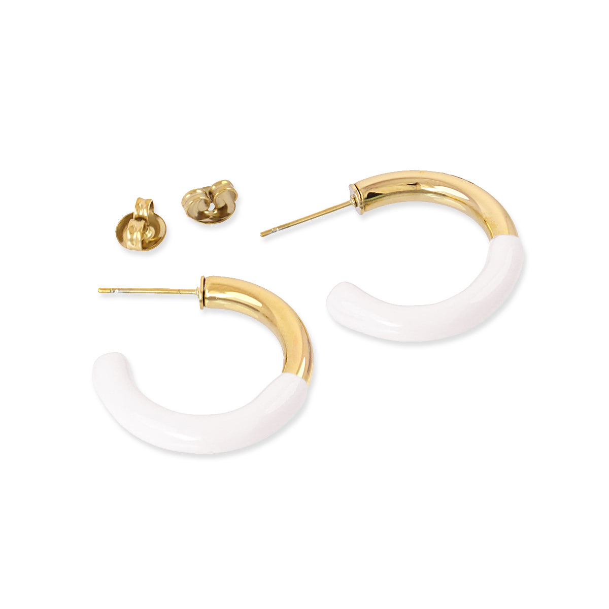 Aros mini Essentials bicolor esmaltado Blanco Anartxy
