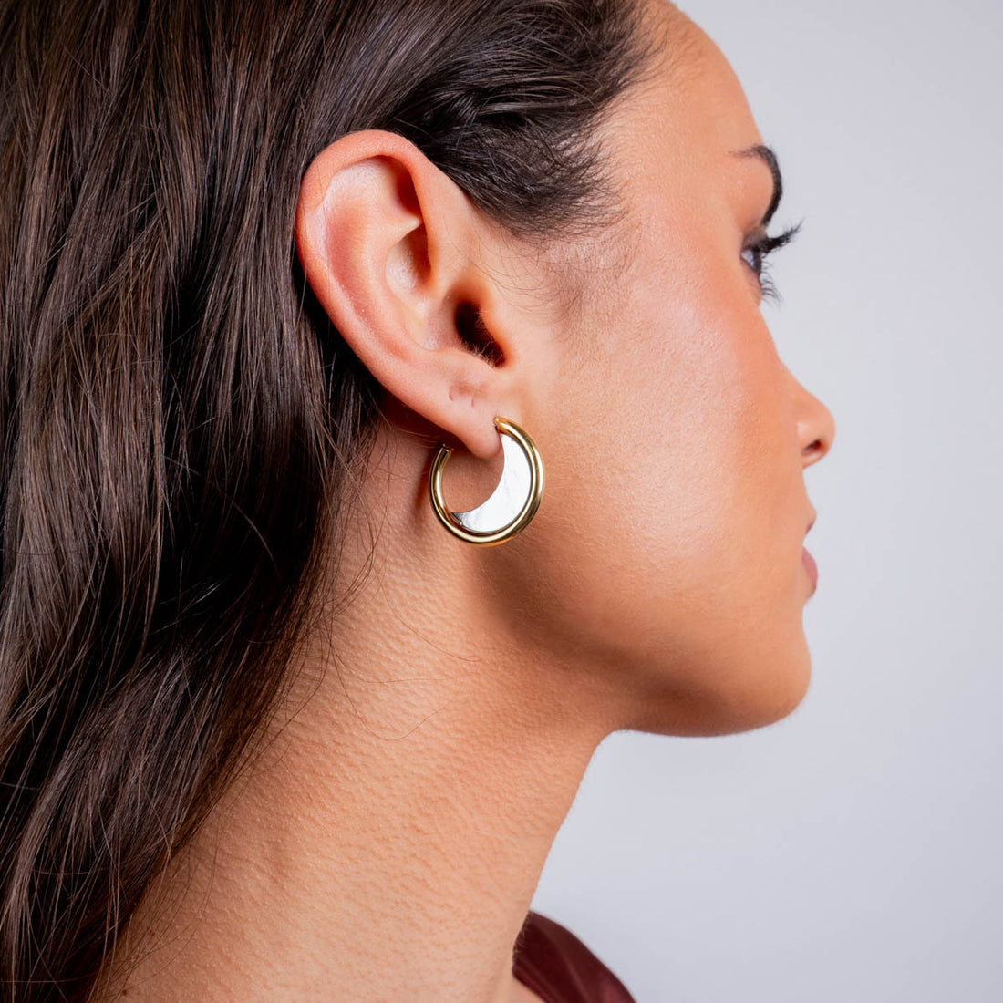 Aros mini Essentials diseño dual Plateado Anartxy