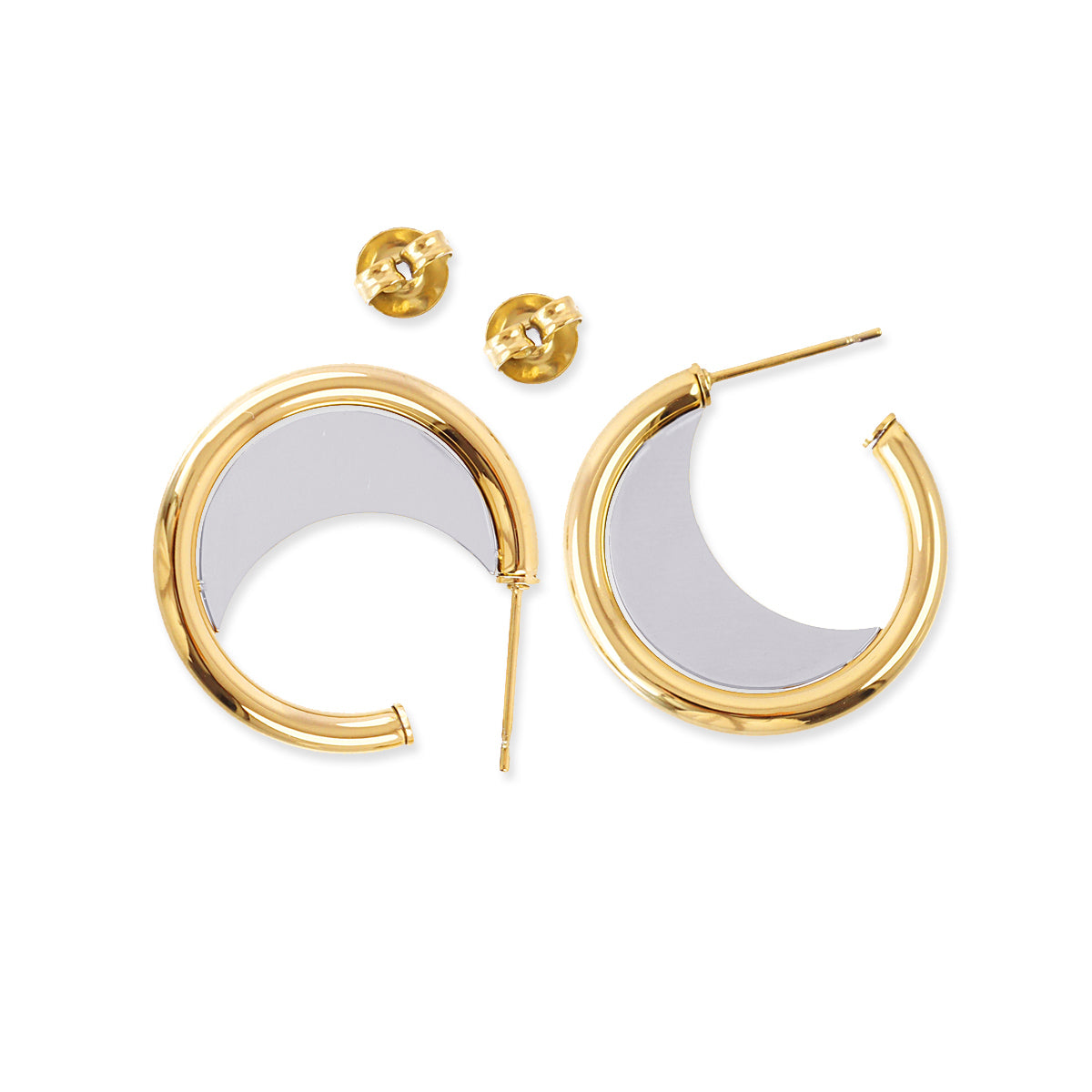 Aros mini Essentials diseño dual Plateado Anartxy