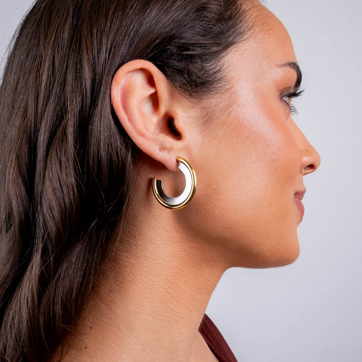 Aros mini abiertos Essentials minimal oro-plata Combinado metalizado Anartxy