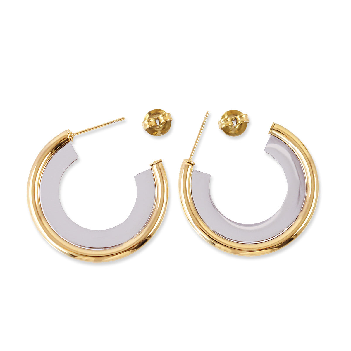 Aros mini abiertos Essentials minimal oro-plata Combinado metalizado Anartxy