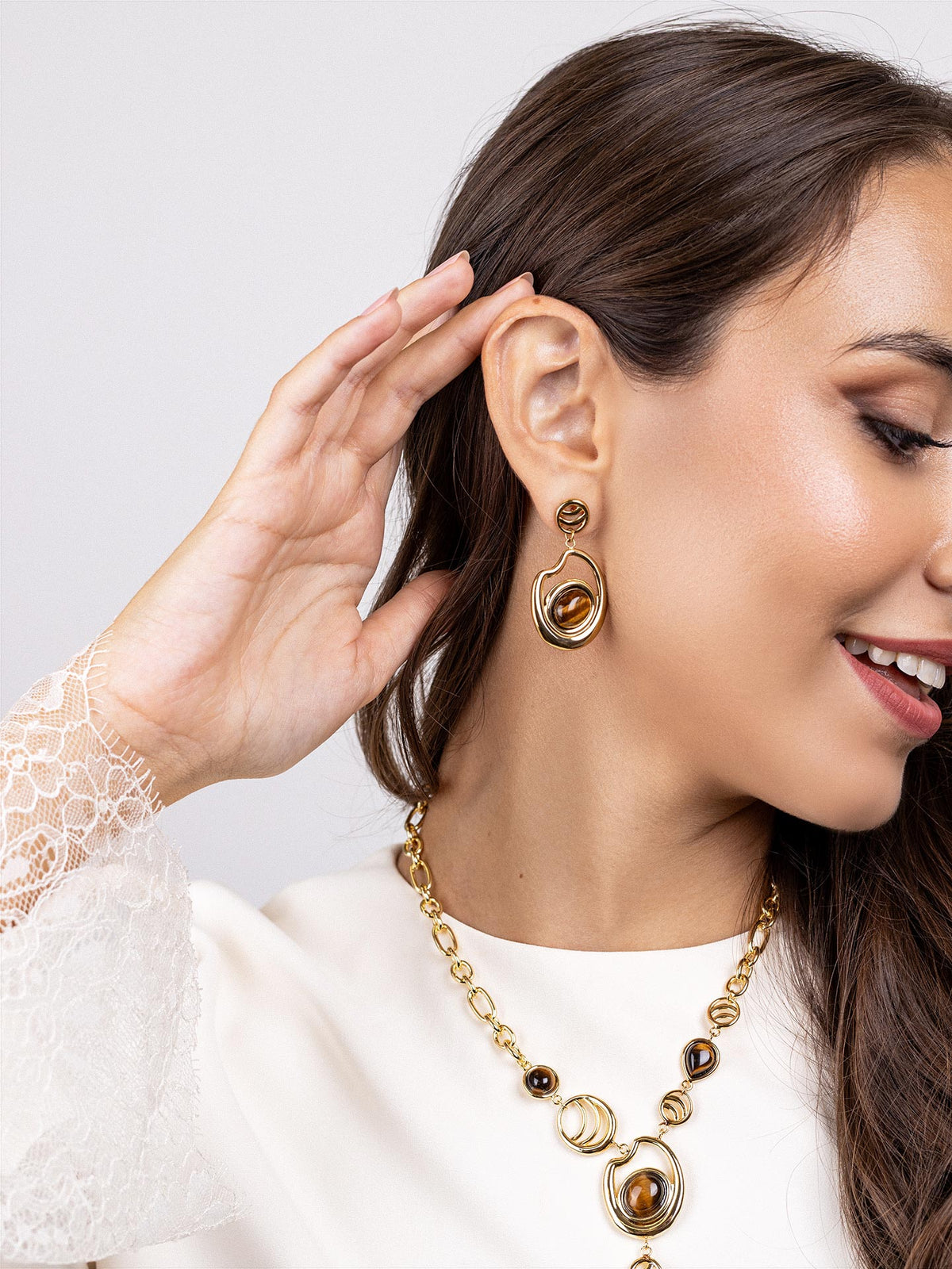 Pendientes Mirage geométrico Café Anartxy