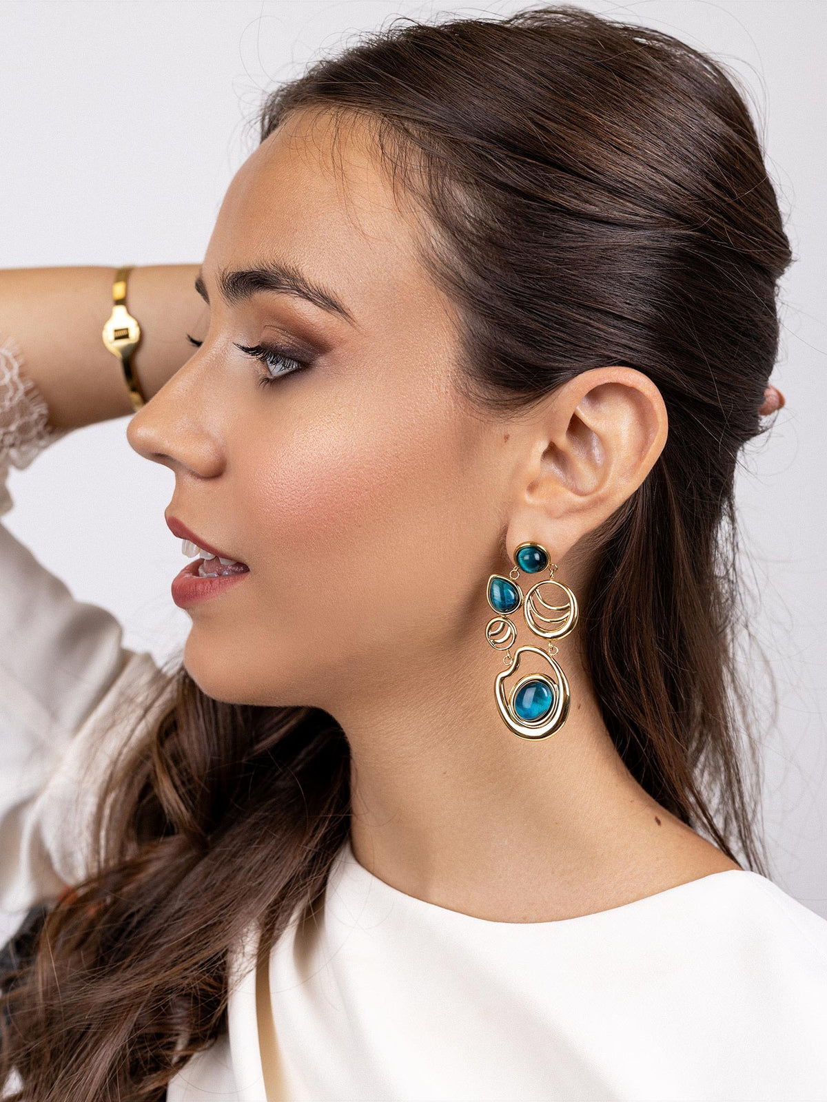 Pendientes Mirage cascada geométrica Azul Anartxy