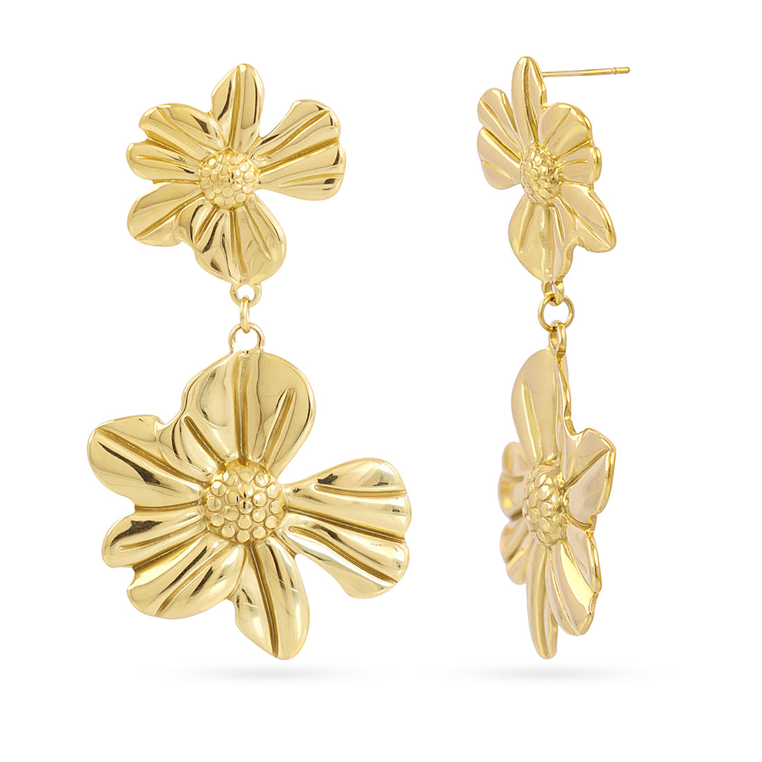 Pendientes largos Essentials flores Dorado Anartxy
