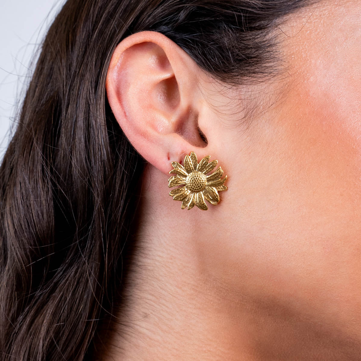 Pendientes mini Essentials flor margarita Dorado Anartxy