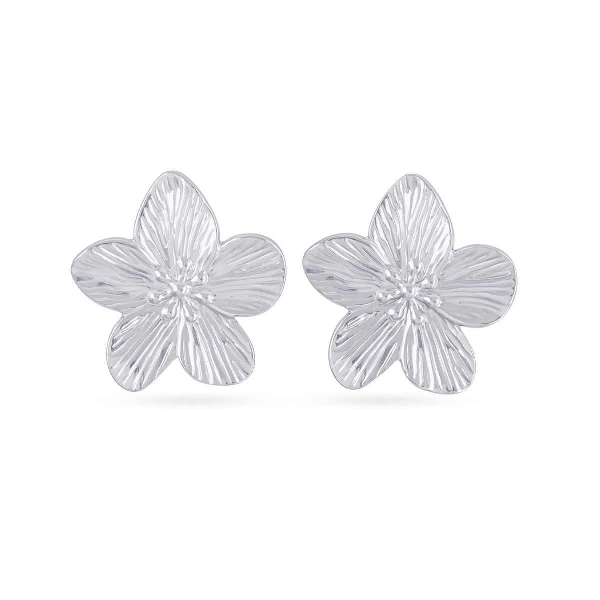 Pendientes mini Essentials flor orgánica Plateado Anartxy