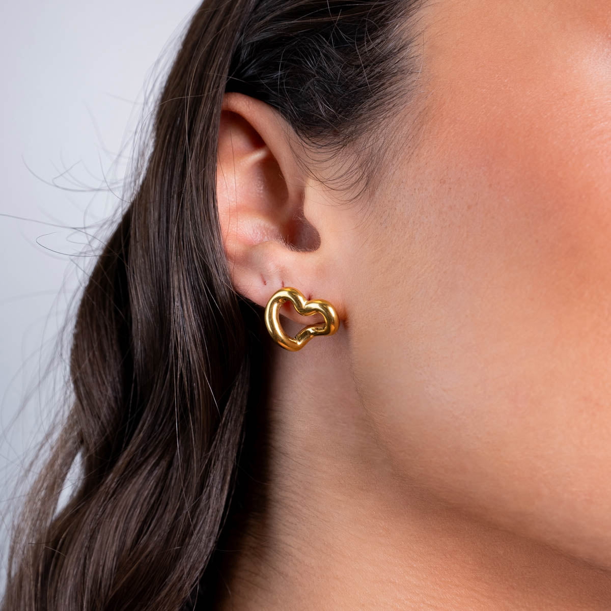 Pendientes mini Essentials corazón relieve Dorado Anartxy