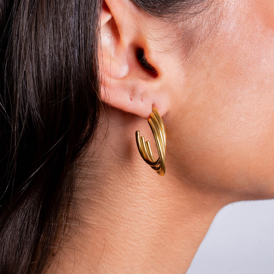 Aros Essentials ovalado acanalado Dorado Anartxy