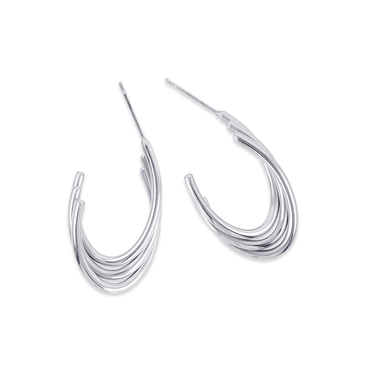 Aros Essentials ovalado acanalado Plateado Anartxy