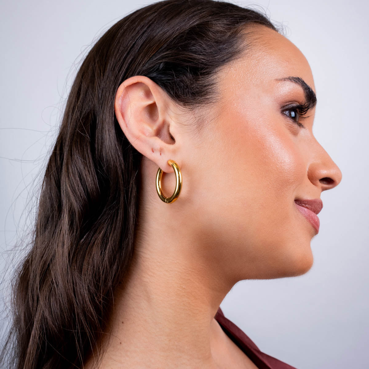 Aros Essentials tubular brillo grandes Dorado Anartxy