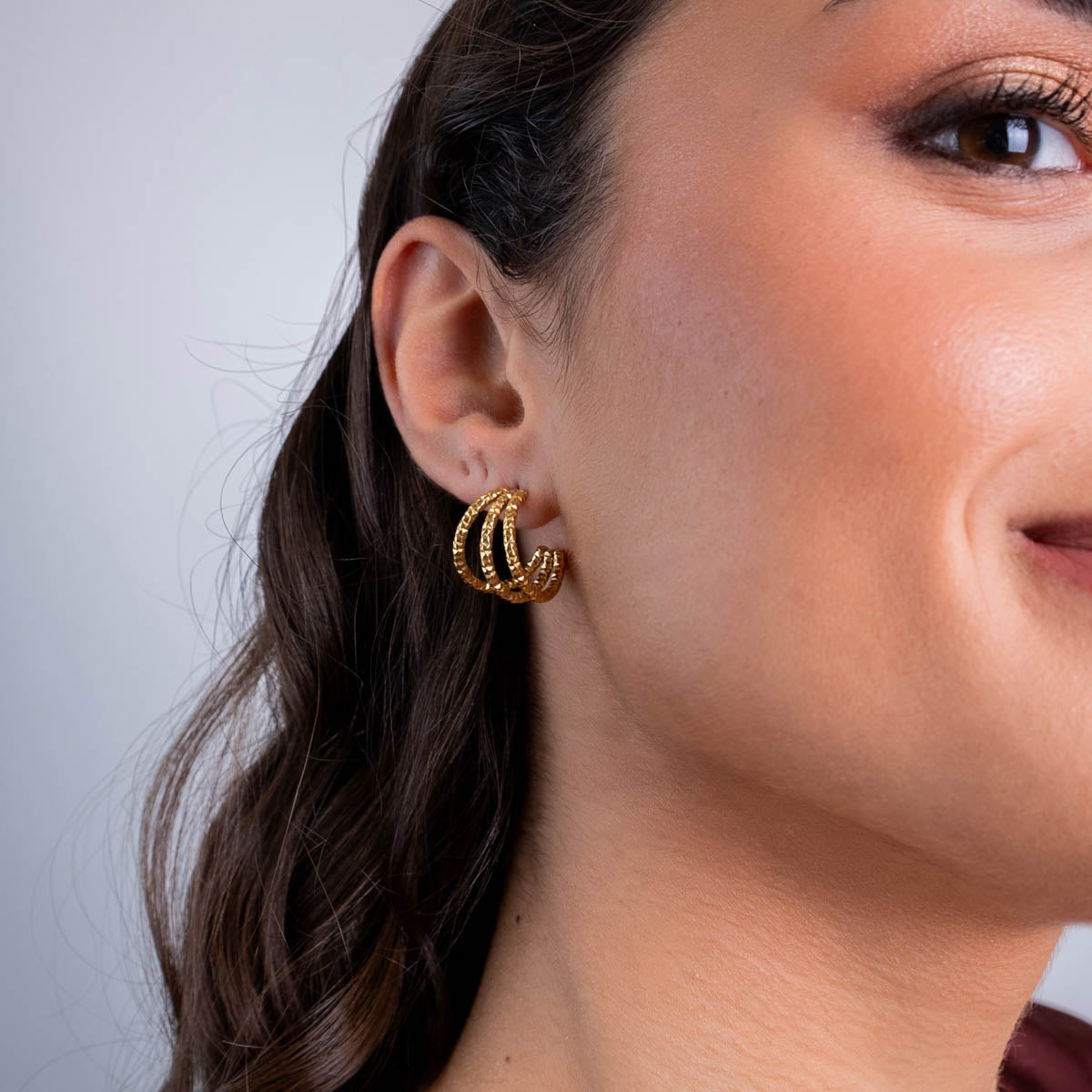 Aros Essentials triple brillo medianos Dorado Anartxy