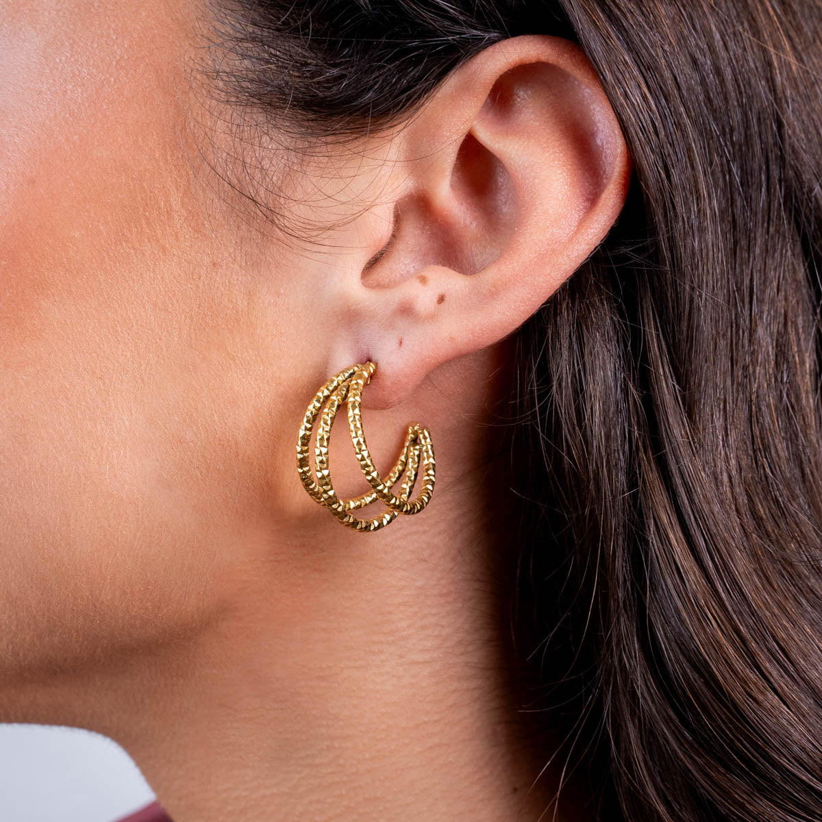 Aros Essentials triple brillo grandes Dorado Anartxy