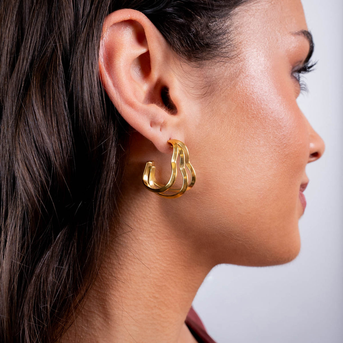 Aros Essentials corazón tubular Dorado Anartxy