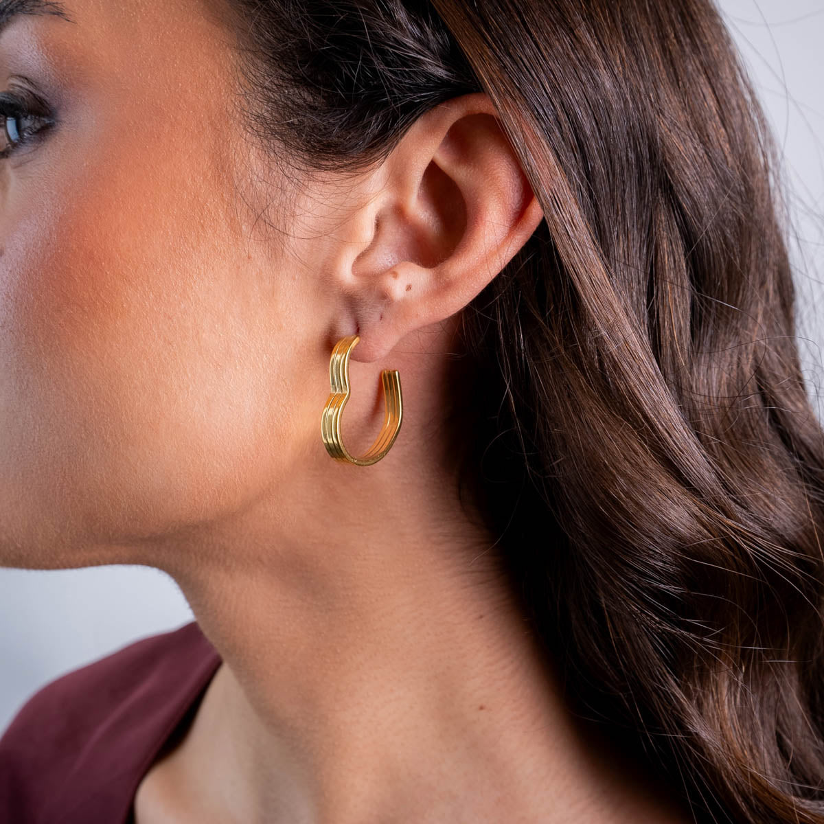 Aros Essentials corazón triple Dorado Anartxy