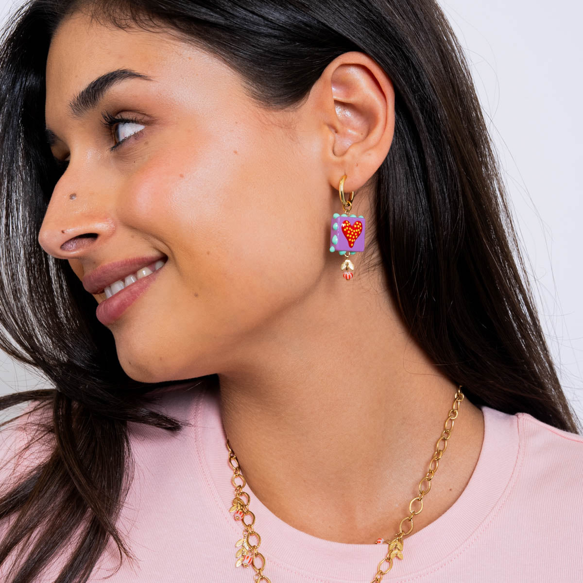 Aros Trencadis sello corazón Dorado Anartxy