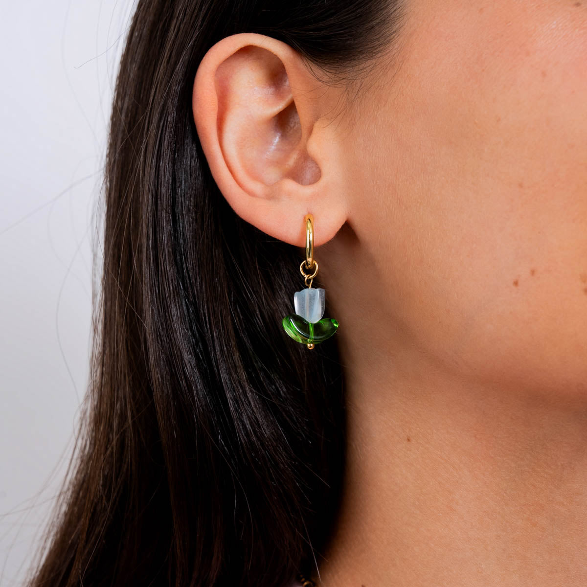 Aros Trencadis colgante tulipán Azul claro Anartxy