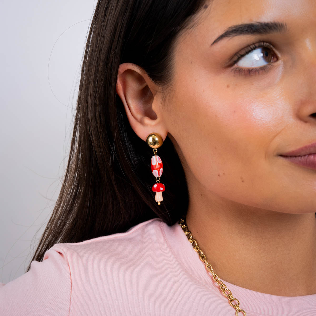 Pendientes largos Trencadis seta roja Dorado Anartxy
