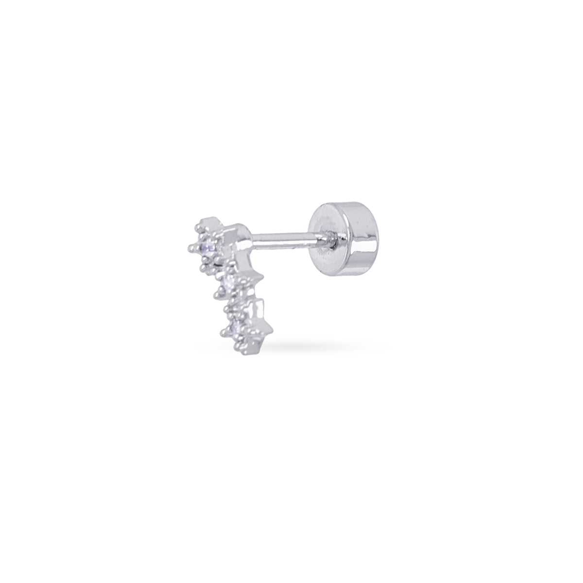 Piercing triple estrella circonitas Plateado Anartxy
