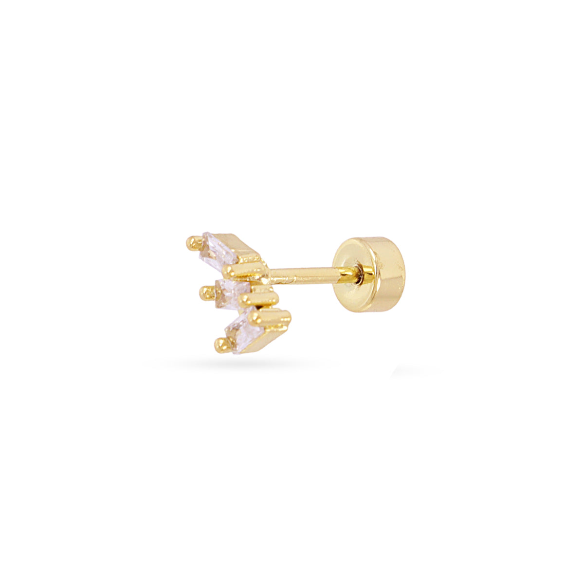 Piercing triple baguette circonitas Dorado Anartxy