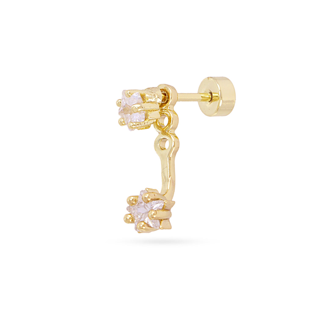 Piercing colgante doble estrella circonita Dorado Anartxy
