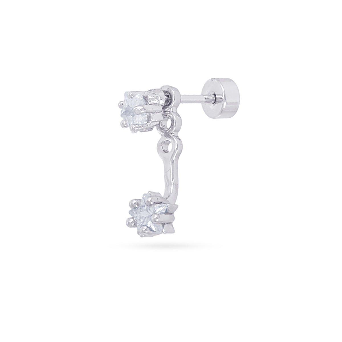 Piercing colgante doble estrella circonita Plateado Anartxy