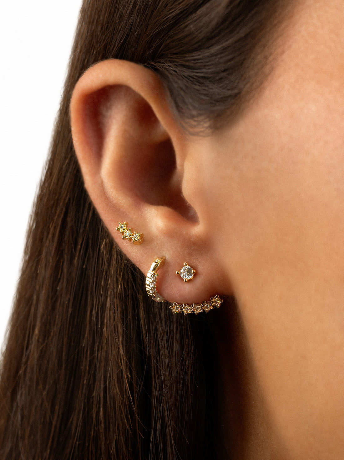 Piercing ear jacket estrellas Dorado Anartxy
