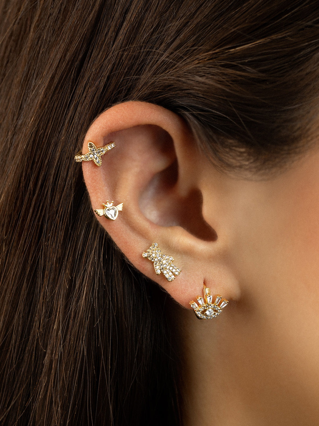 Piercing corazon con alas circonita Dorado Anartxy