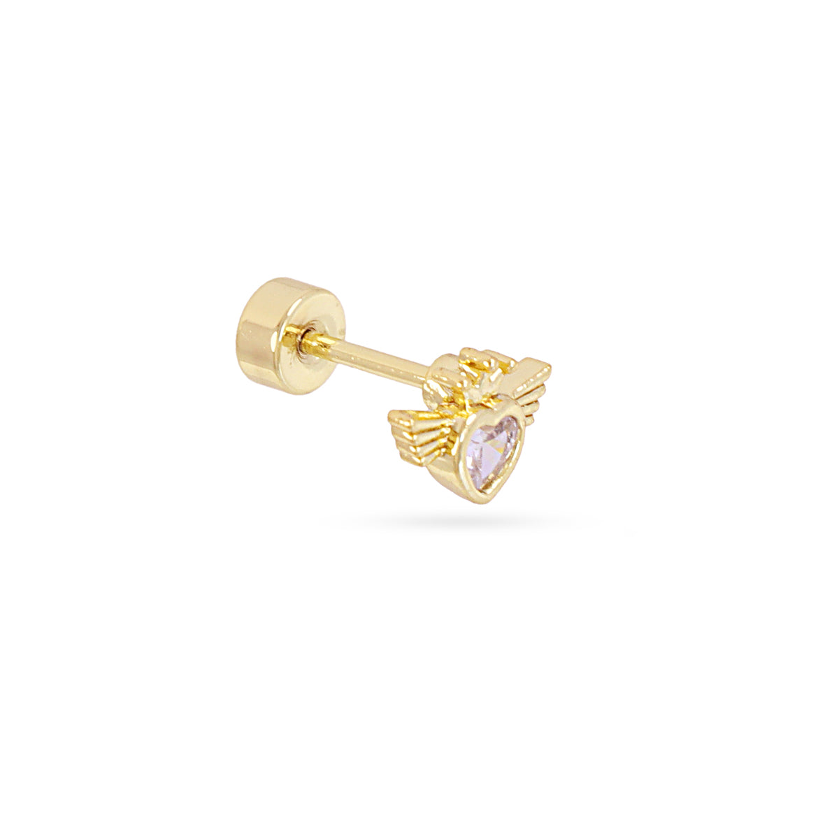 Piercing corazon con alas circonita Dorado Anartxy