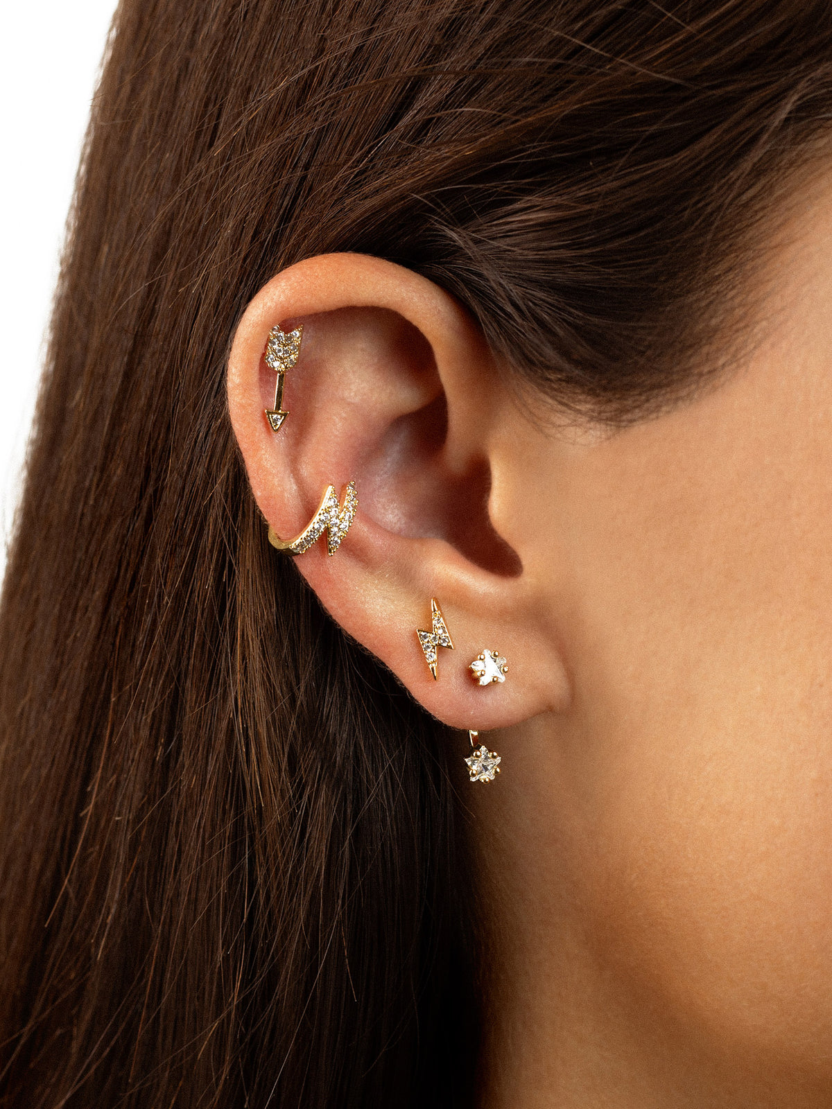 Ear cuff rayo circonitas Dorado Anartxy