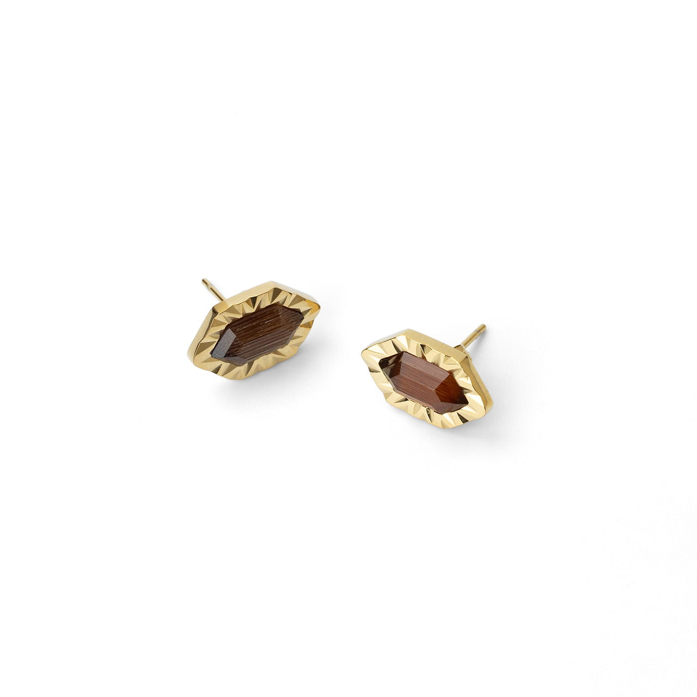 Pendientes Gleam botón piedra Café Anartxy