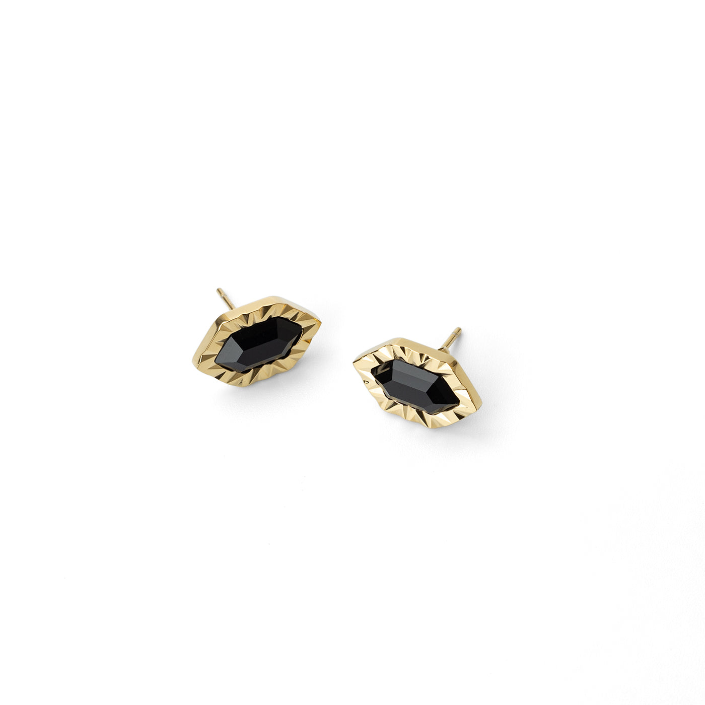 Pendientes Gleam botón piedra Negro Anartxy