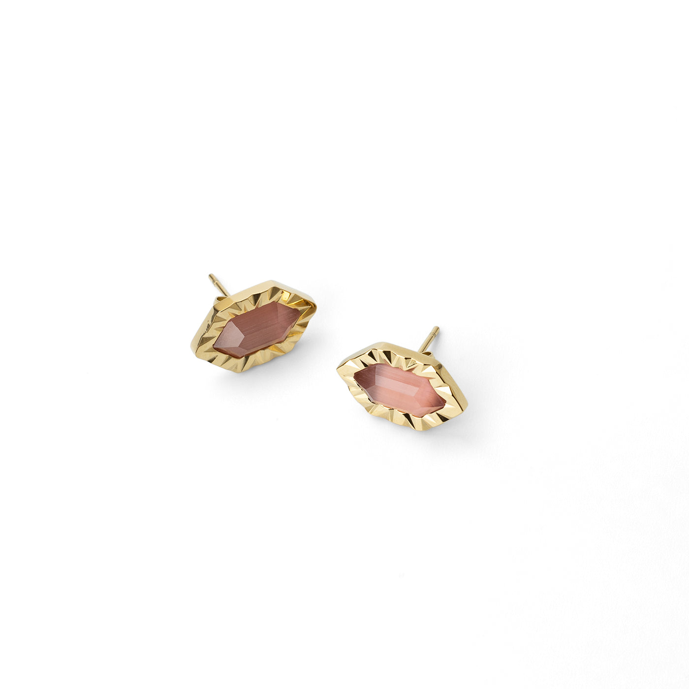Pendientes Gleam botón piedra Rosa Anartxy
