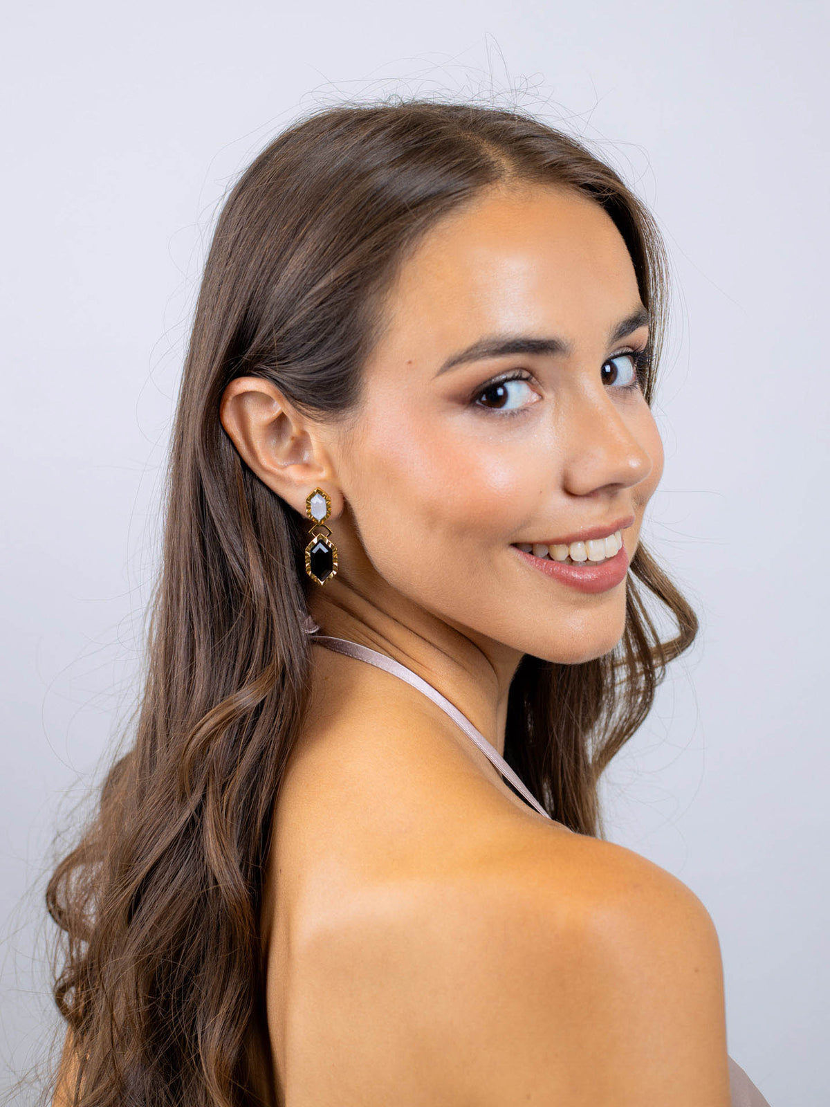 Pendientes Gleam dobles Negro Anartxy