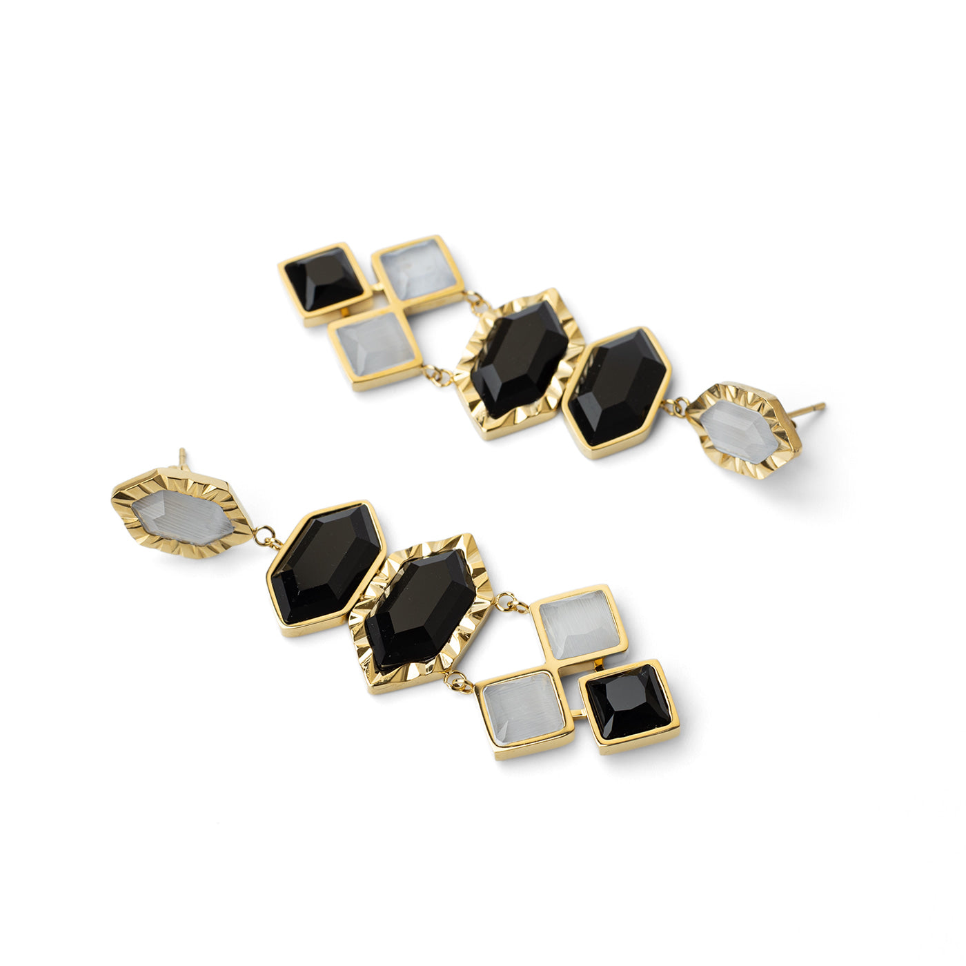 Pendientes Gleam largos Negro Anartxy