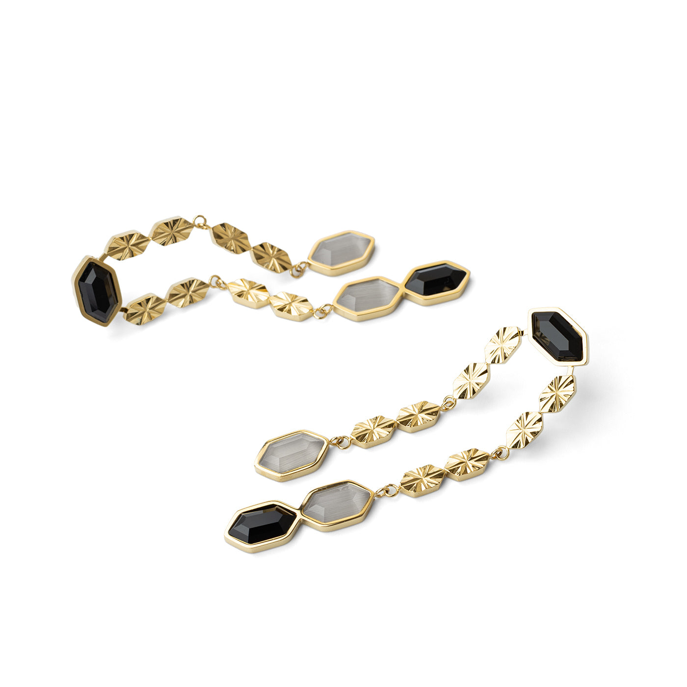 Pendientes Gleam cadenas Negro Anartxy