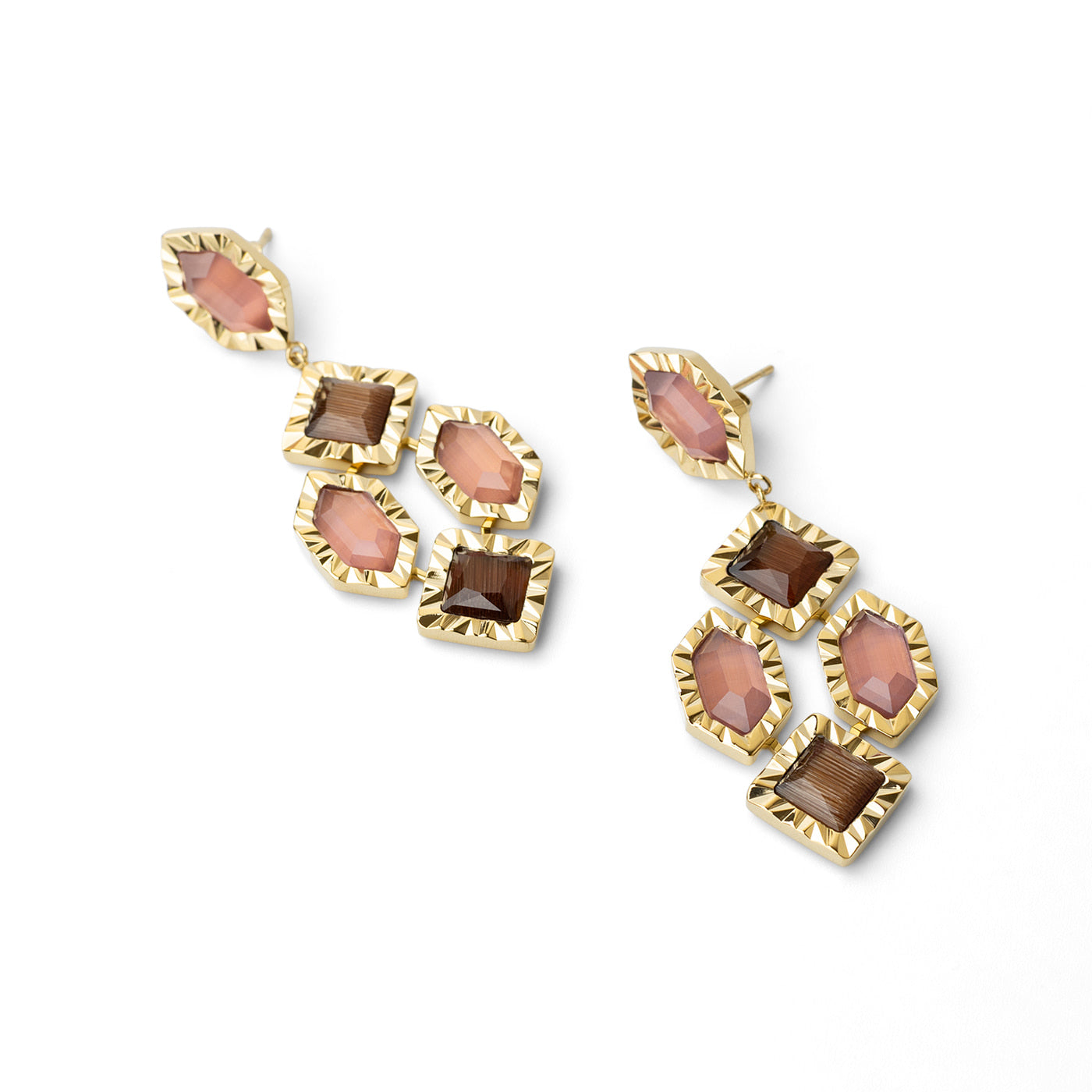 Pendientes Gleam rombos Café Anartxy