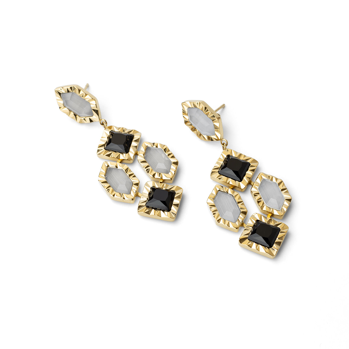 Pendientes Gleam rombos Negro Anartxy