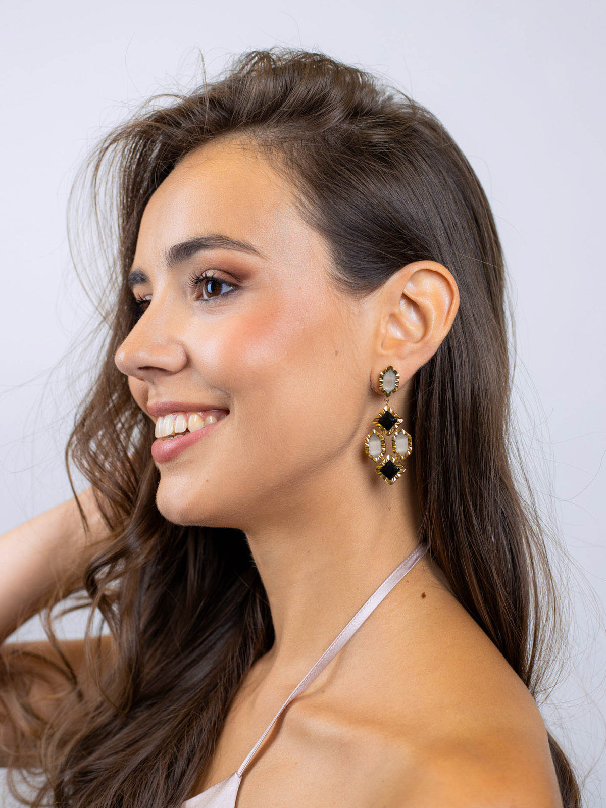 Pendientes Gleam rombos Negro Anartxy