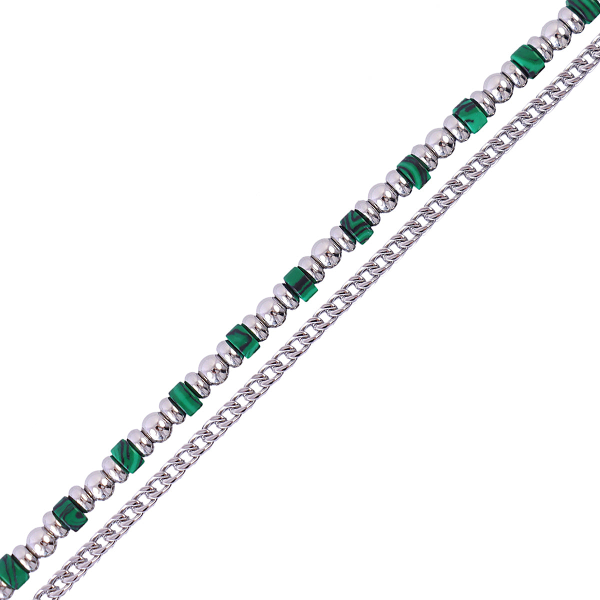 Pulsera hombre cadena plateada colorida Verde Anartxy