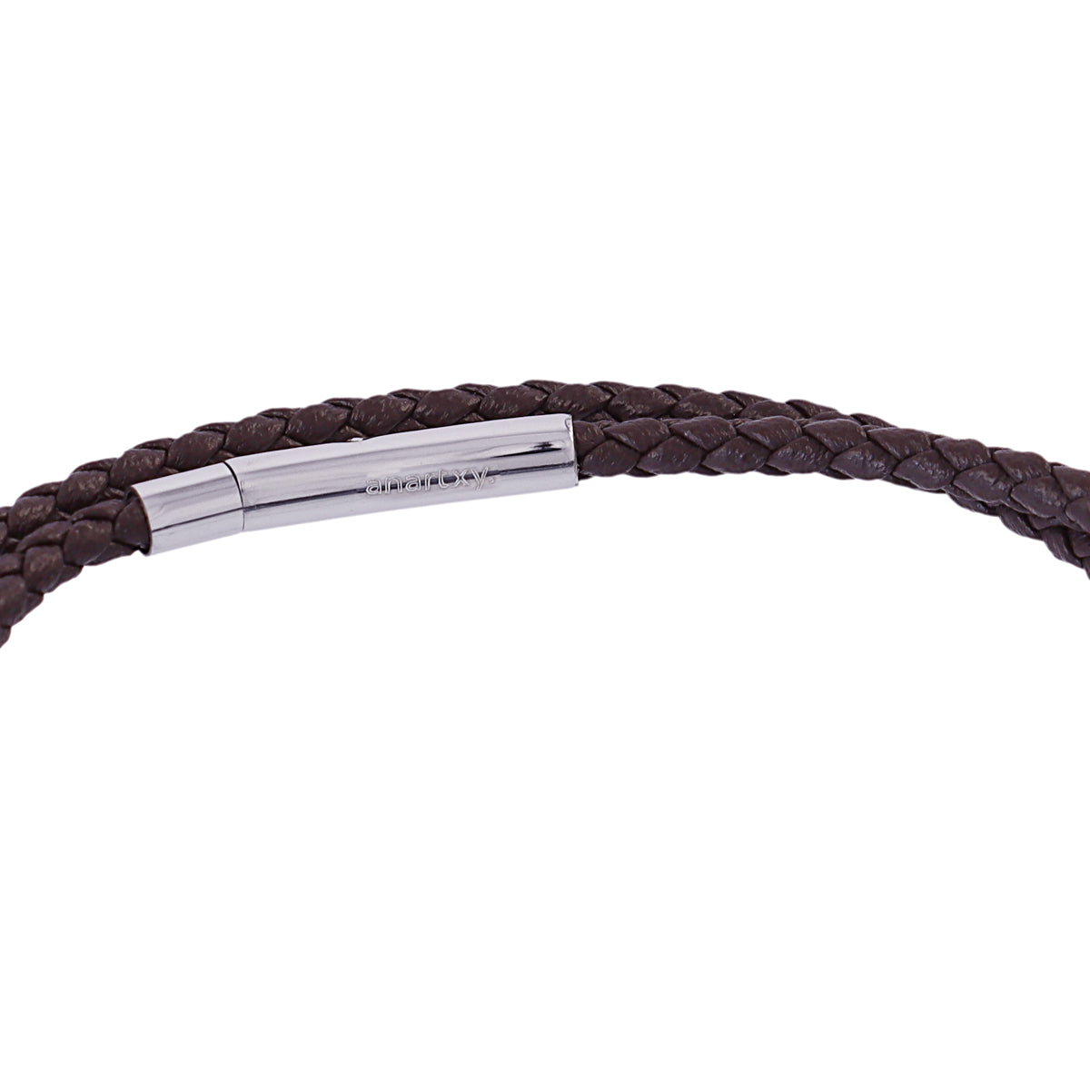 Pulsera hombre efecto cuero trenzado Café Anartxy