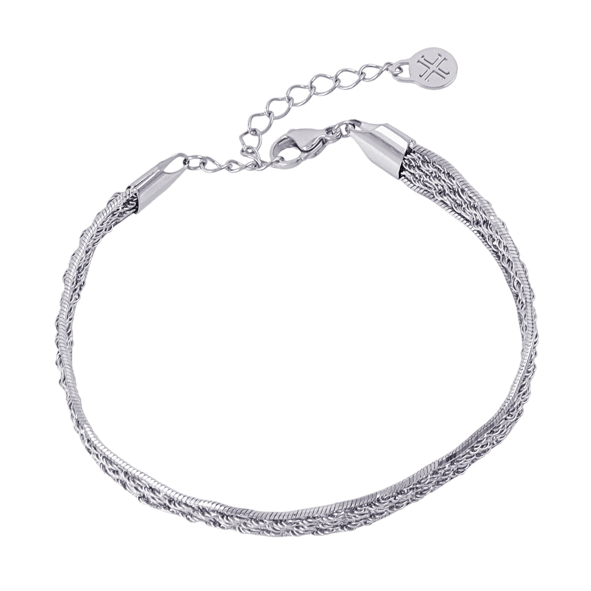 Pulsera hombre cadena trenzada Plateado Anartxy