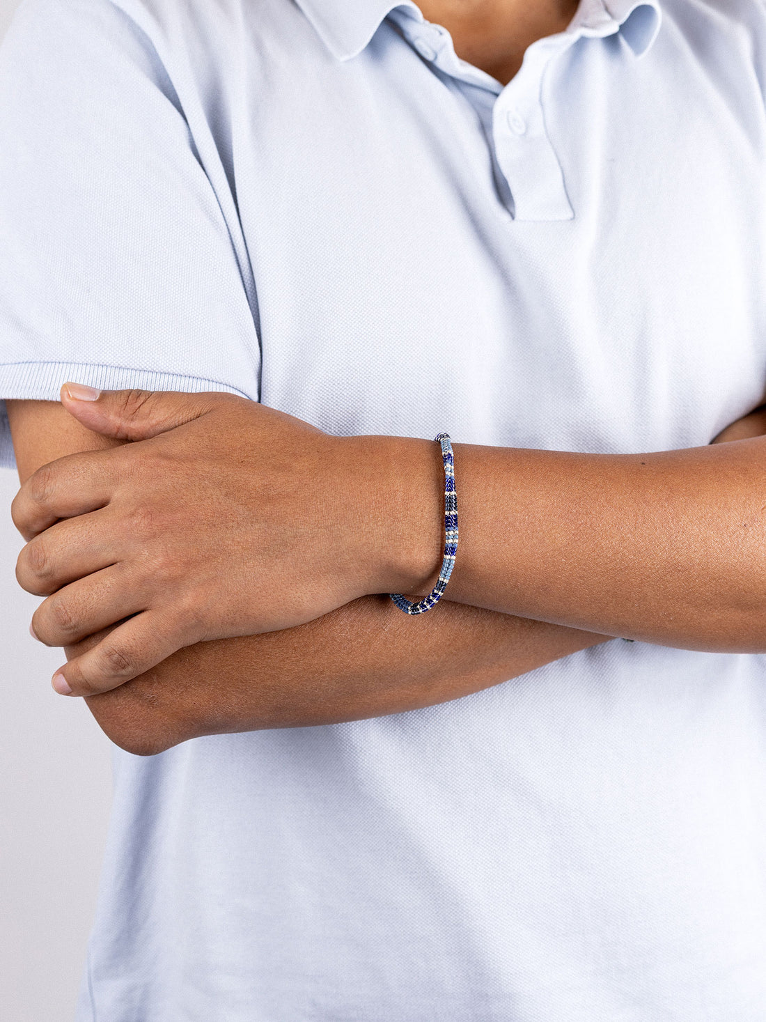 Pulsera hombre cuentas mosaico Azul Anartxy