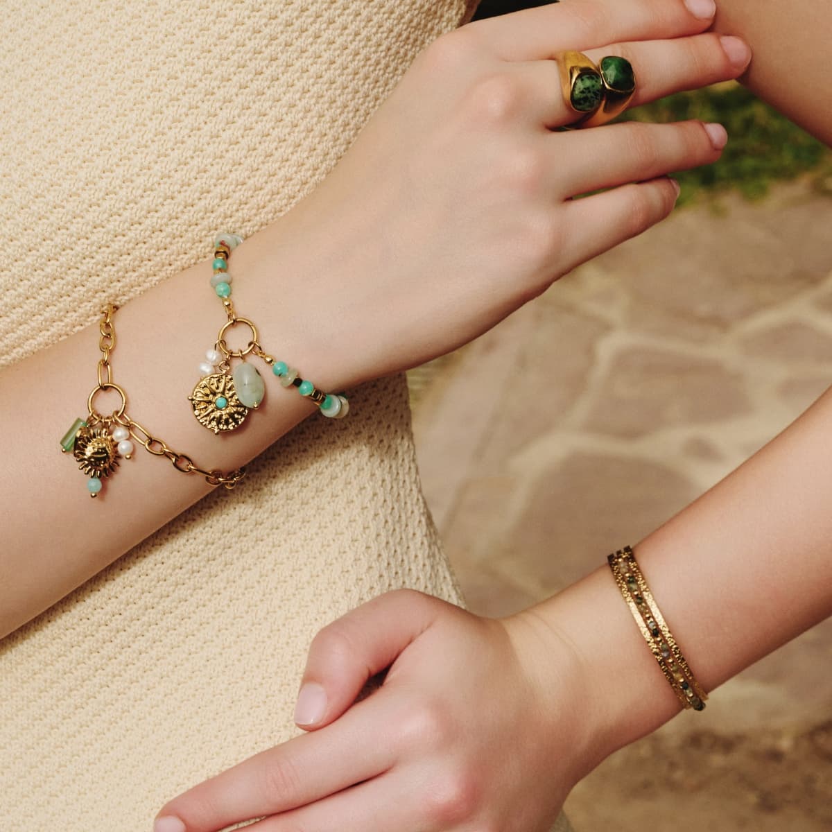 Pulsera Astros multicolor brújula Verde Anartxy