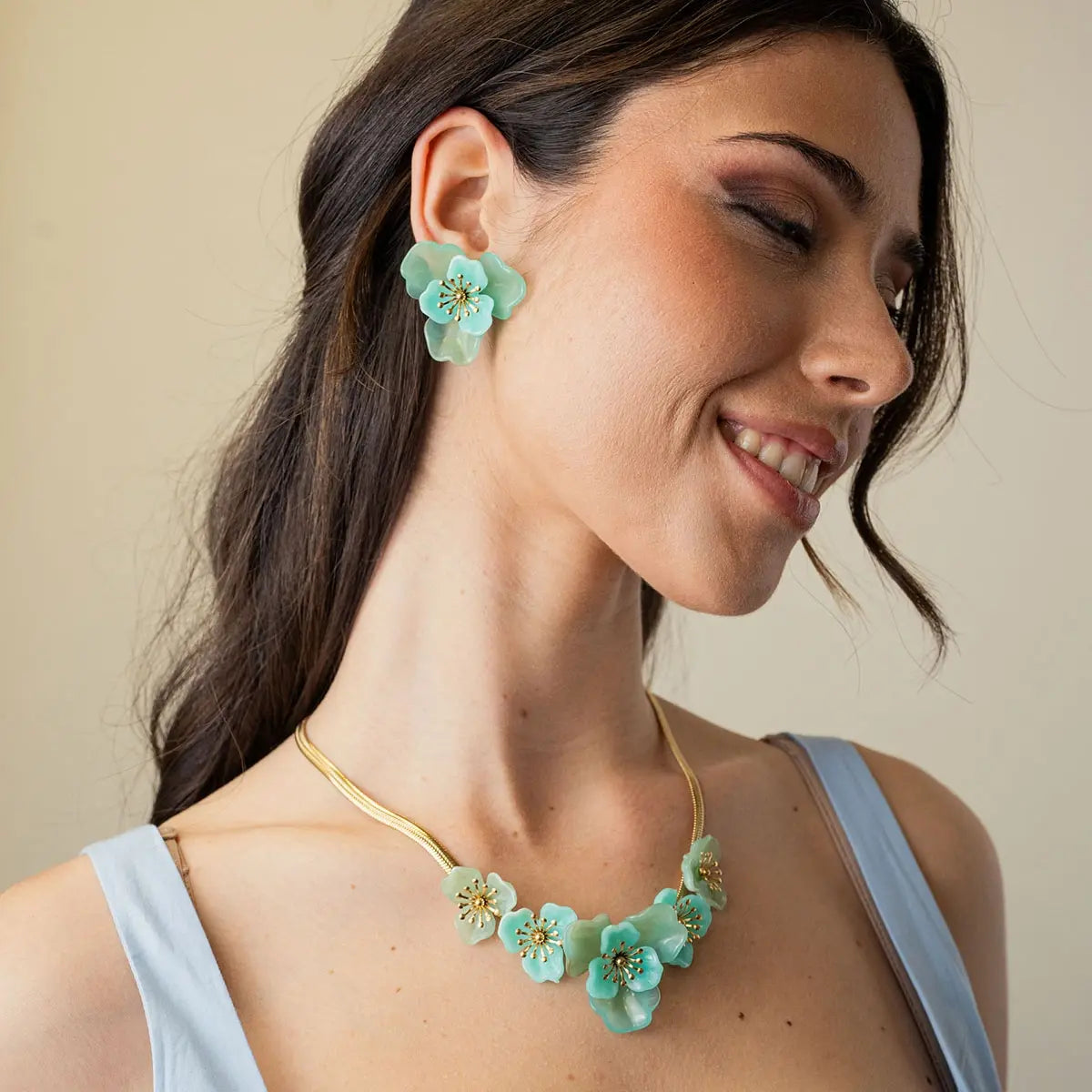 Pendientes Bloom Fiora Verde Anartxy